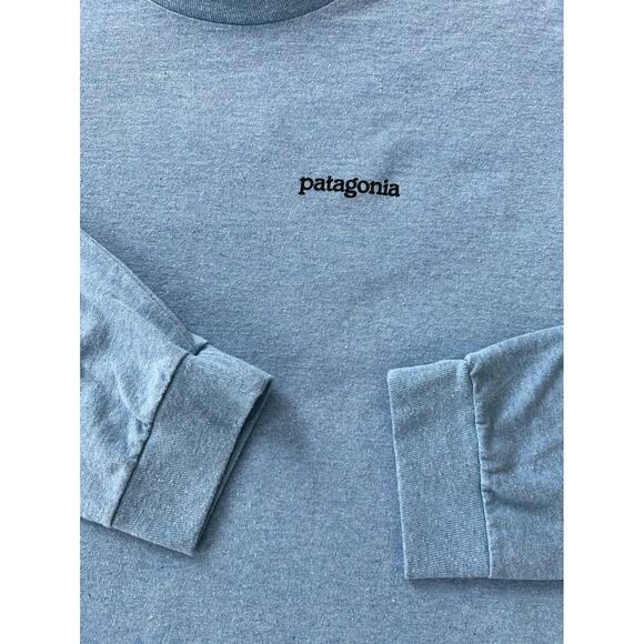 Patagonia Long Sleeve T-Shirt Men's Logo Solid Blue Size XXL - Picture 2 of 6